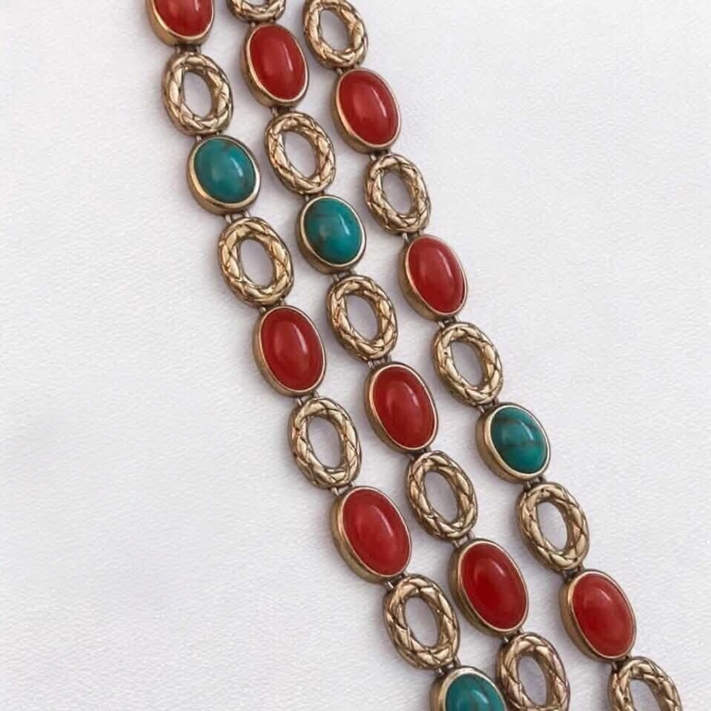 Monet Faux Turquoise Coral Cut Out Statement Bracelet